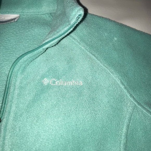 Columbia Girls Fleece Jacket Mint Green Size Large 14 16  Zipper Front - Picture 2 of 5